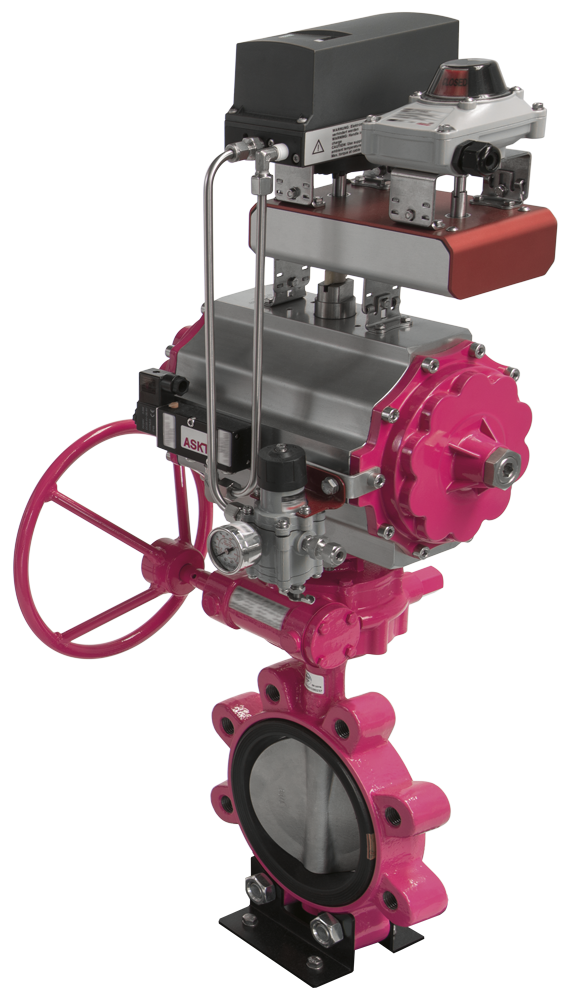 Vapor ASKIA<sup><small>&reg;</sup></small> Serie 21 mit Handnotgetriebe, Pneumatikantrieb, Magnetventil, Luftwartungseinheit, Dopplereinheit zur Aufnahme eines elektropneumatischem Stellungsregler und R&uuml;ckmeldeeinheit